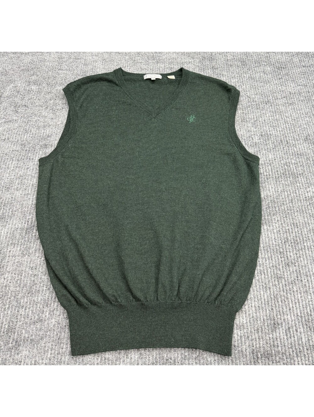 Vintage Peter Millar 100% Merino Wool V Neck Sweater Vest Golf Mens XL Green